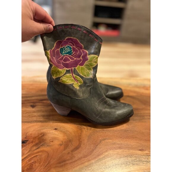 L'ARTISTE by SPRING STEP Hand Painted Leather Boots  - Size 36 / 6 - Picture 1 of 6